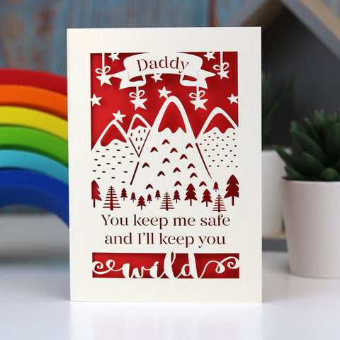 Safe And Wild Father's Day Personalised Card - A5 (large) / Bright Red