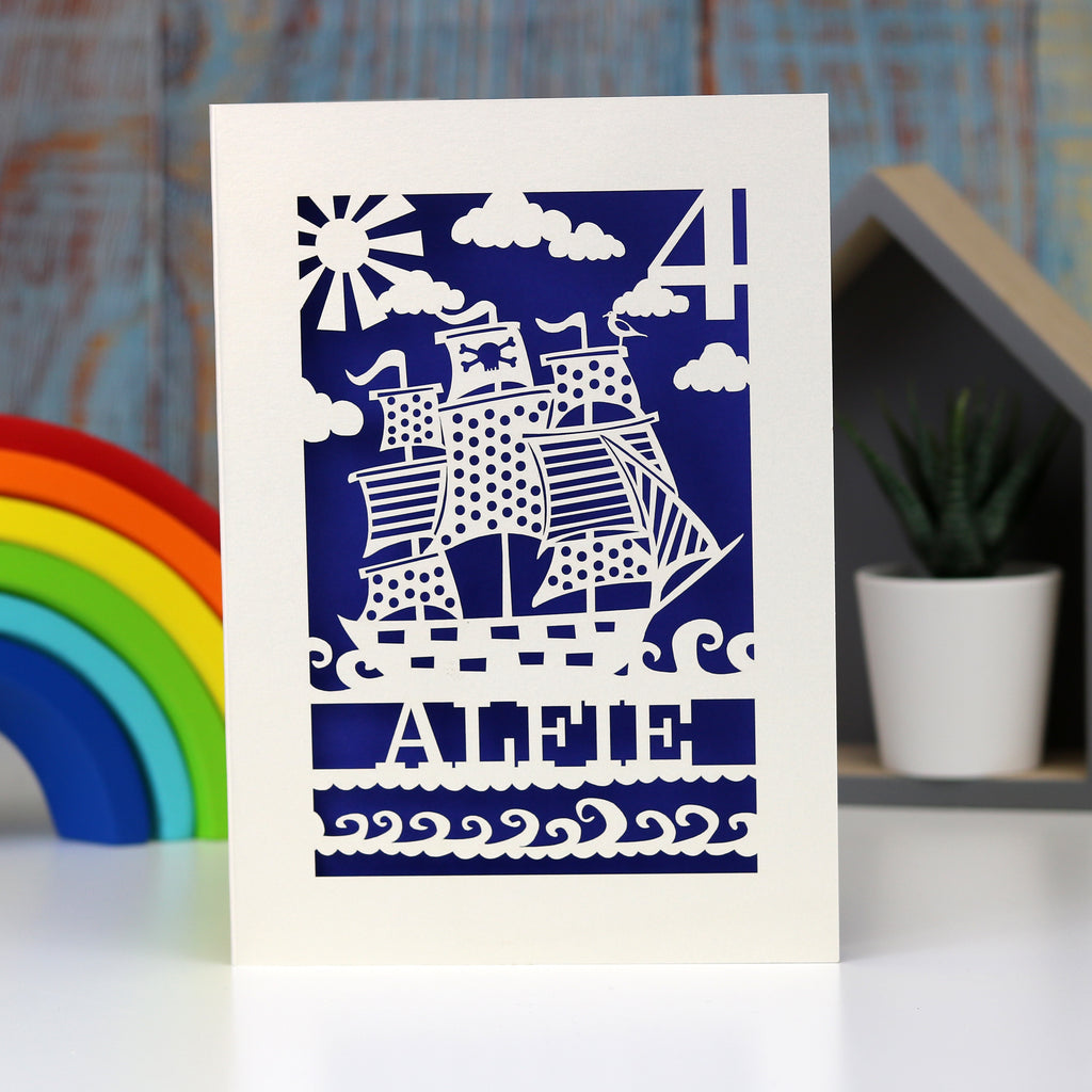 Personalised Papercut Pirate Birthday Card