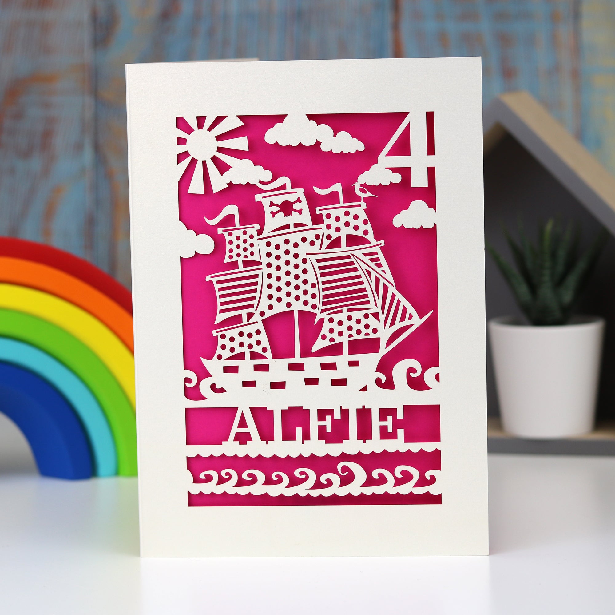 Personalised Papercut Pirate Birthday Card
