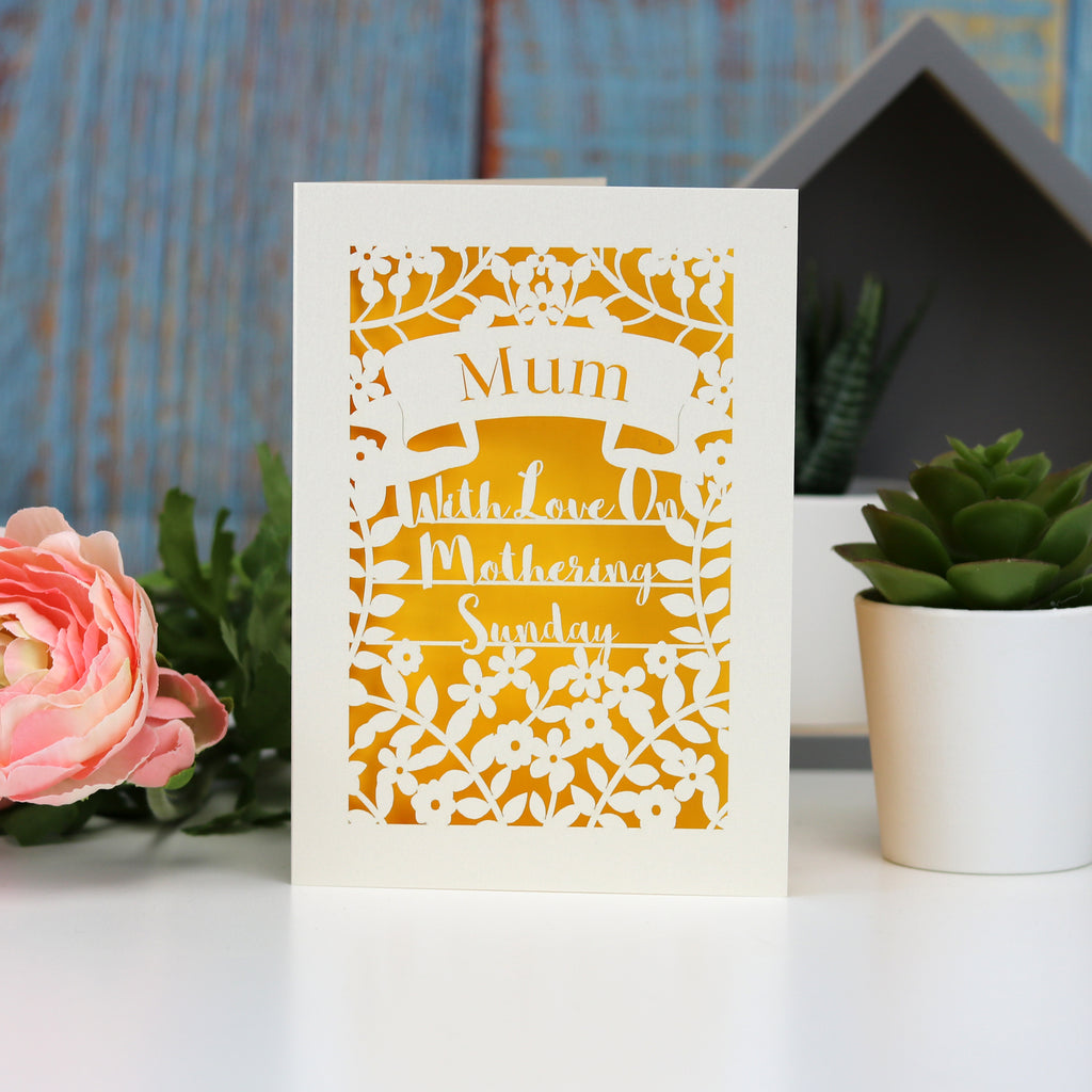 Laser cut cards for Mothering Sunday