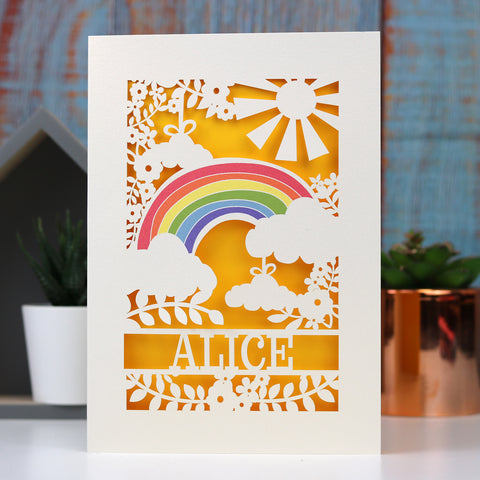 Personalised Papercut Rainbow Card - 