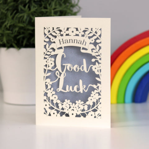 Personalised Floral Good Luck Card - A5 / Silver