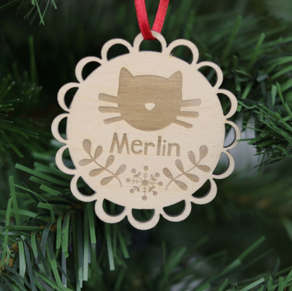 Personalised Cat Christmas Decoration