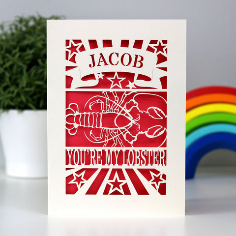 Personalised Papercut Lobster Card - 