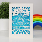 Laser Cut Valentine's Card with 'Jacob, you're my lobster' design