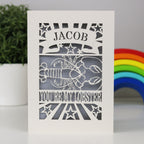 Laser Cut Valentine's Card with 'Jacob, you're my lobster' design 