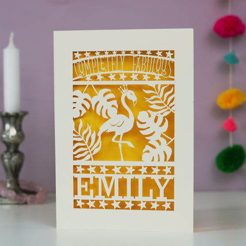 Completely Fabulous Personalised Papercut Card - A6 (small) / Sunshine Yellow