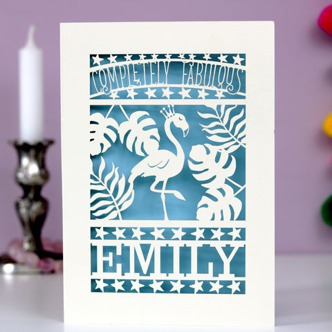 Completely Fabulous Personalised Papercut Card - A6 (small) / Light Blue