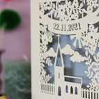 A close up detail of our laser cut Baptism card. 