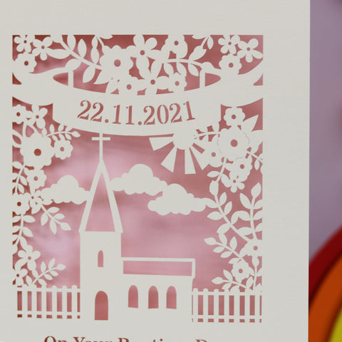 A close up detail of our Baptism cards.  - A5 / Candy Pink