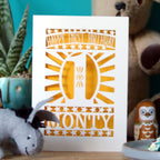 Star First Birthday Personalised Papercut Card