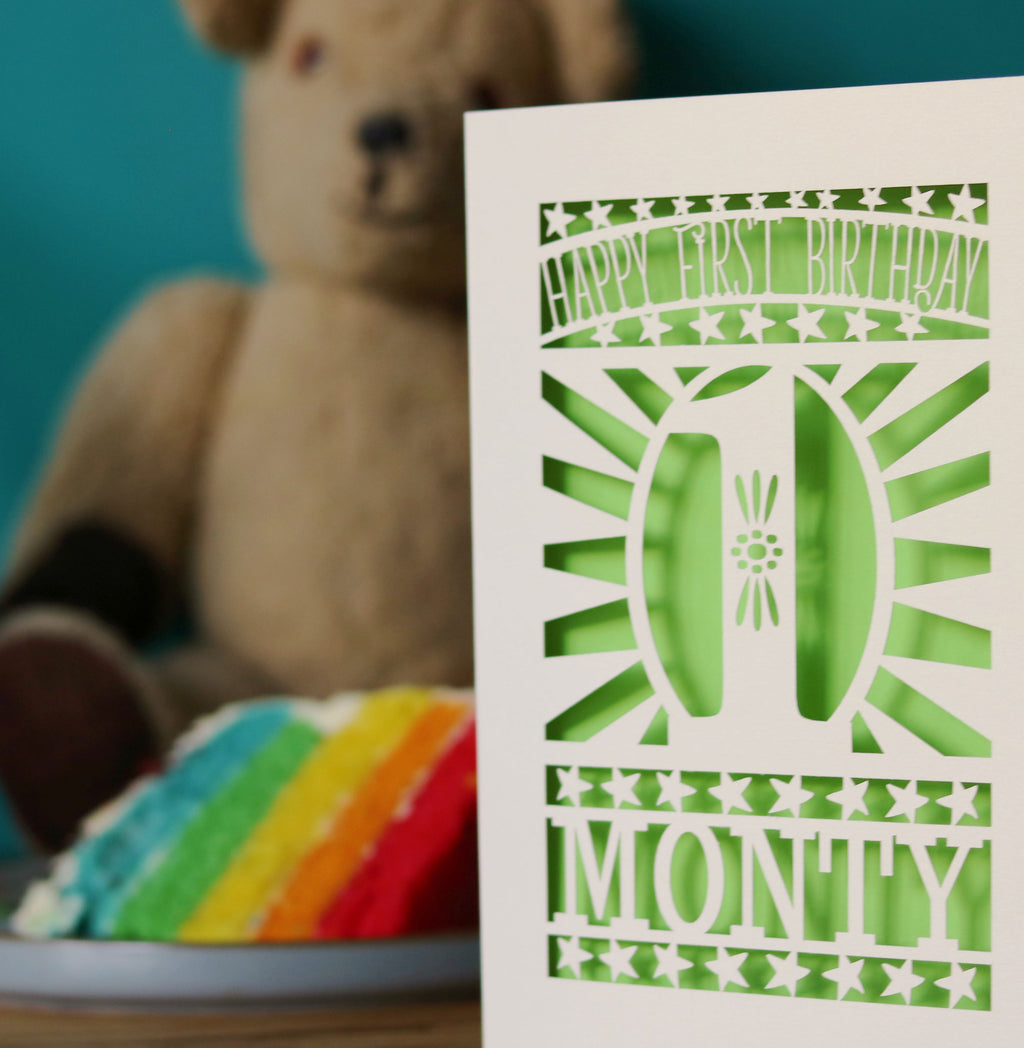 Star First Birthday Personalised Papercut Card