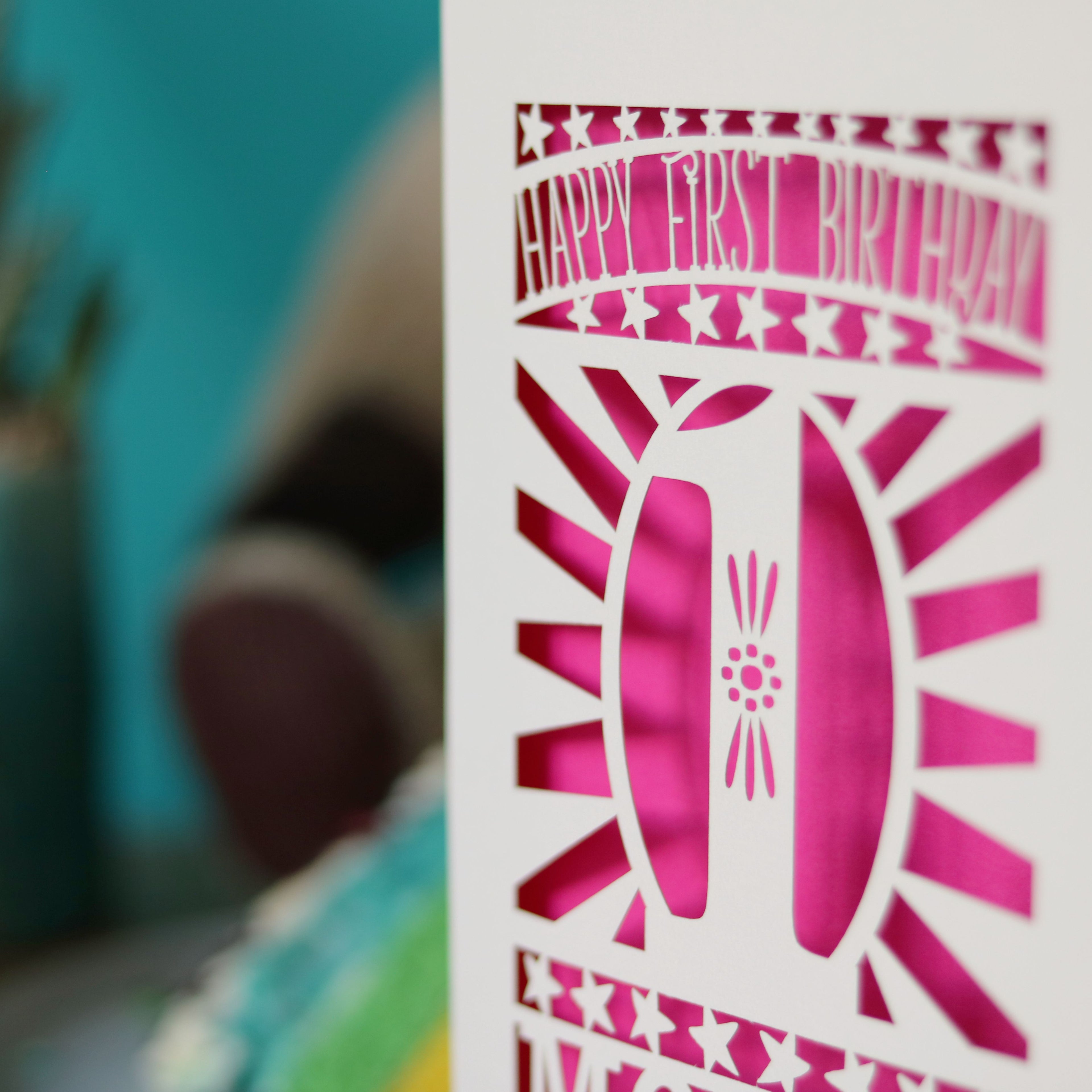 Star First Birthday Personalised Papercut Card