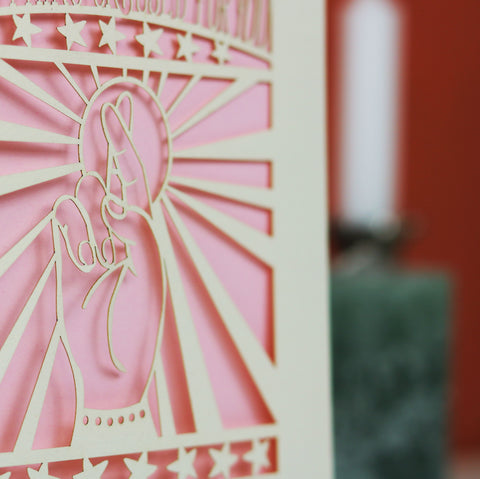 Fingers Crossed Personalised Papercut Card - A6 (small) / Candy Pink