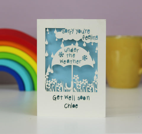 Personalised Get Well Soon Card - A5 / Cream / Light Blue