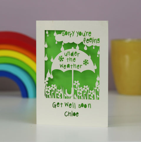 Personalised Get Well Soon Card - A5 / Cream / Bright Green