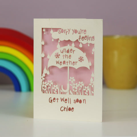 Personalised Get Well Soon Card - A5 / Cream / Candy Pink