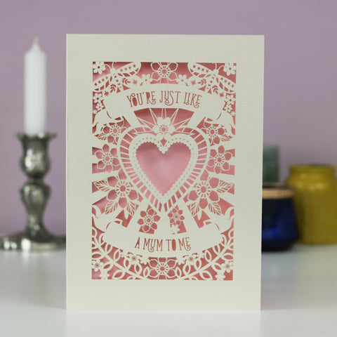 You're Just Like A Mum To Me Papercut Mother's Day Card - A6 (small) / Candy Pink