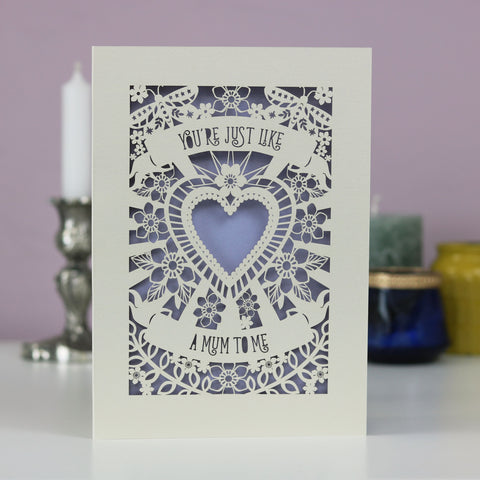 You're Just Like A Mum To Me Papercut Mother's Day Card - A6 (small) / Lilac