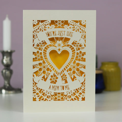 You're Just Like A Mum To Me Papercut Mother's Day Card - A6 (small) / Sunshine Yellow