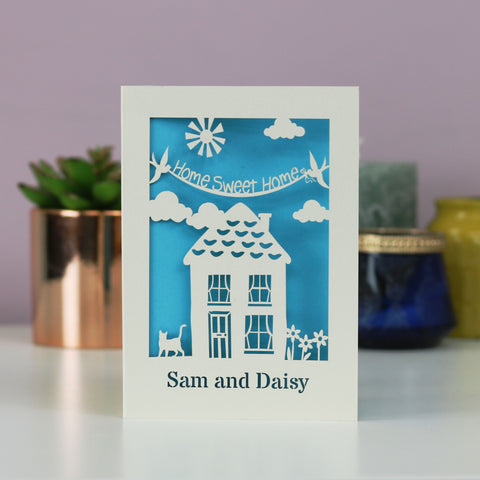 Personalised New Home Card - A5 / Peacock Blue