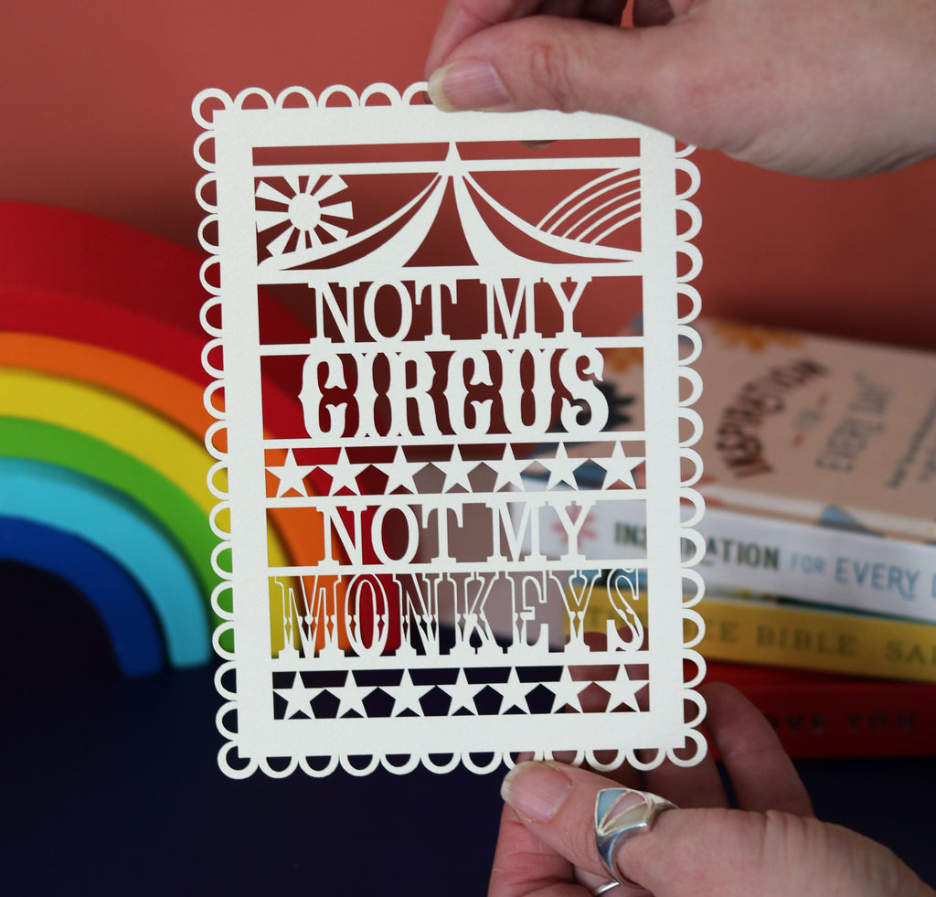 Not my circus, not my monkeys a6 Papercut Postcard