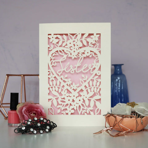 Papercut Sister Card - A6 (small) / Candy Pink