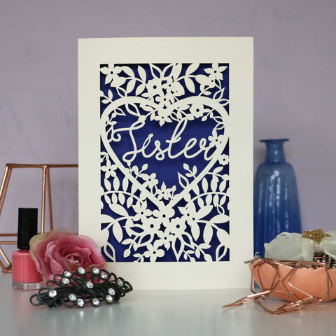 Papercut Sister Card - A6 (small) / Infra Violet