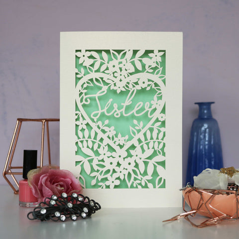 Papercut Sister Card - A6 (small) / Light Green