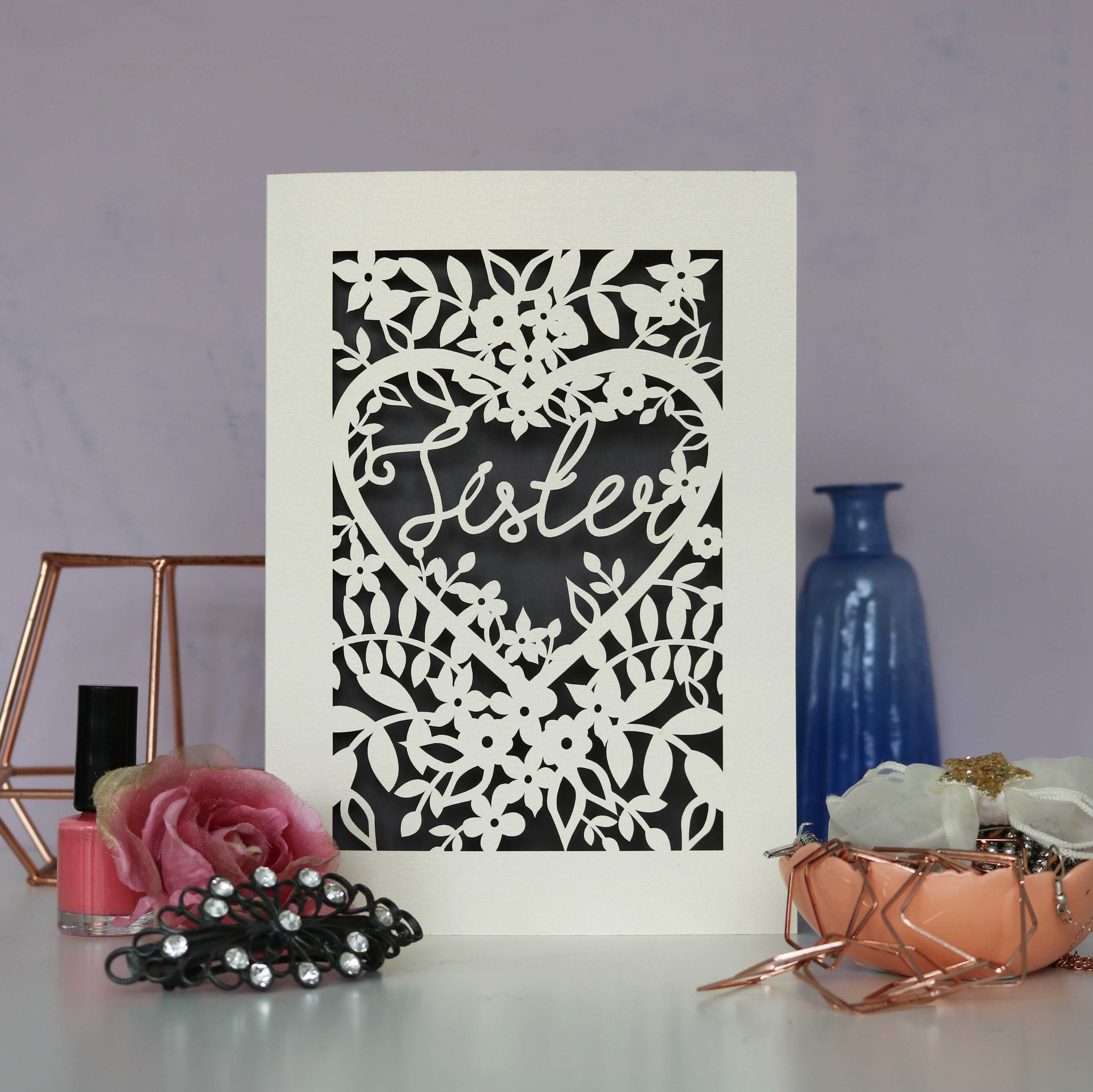 Papercut Sister Card