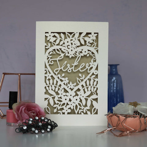 Papercut Sister Card - A6 (small) / Gold Leaf