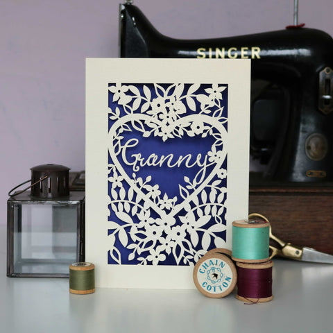 Papercut Granny Card - A6 (small) / Infra Violet