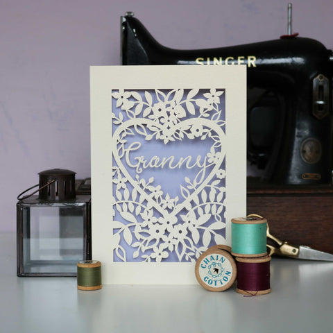 Papercut Granny Card - A6 (small) / Lilac