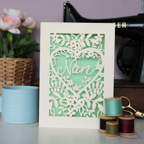 Papercut Nan Card - A6 (small) / Light Green