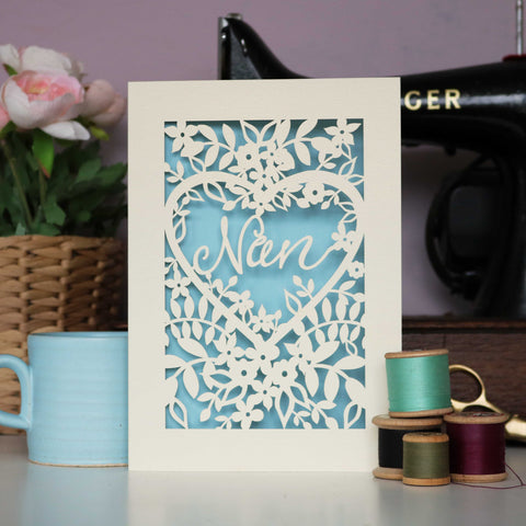 Papercut Nan Card - A6 (small) / Light Blue