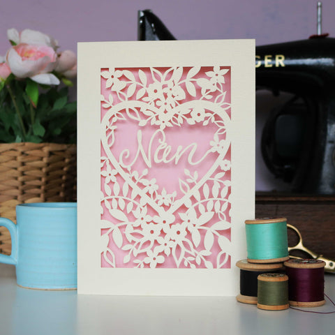 Papercut Nan Card - A6 (small) / Candy Pink