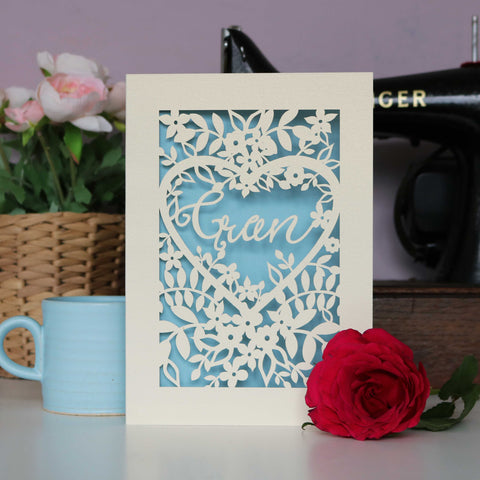 Papercut Gran Card - A6 (small) / Light Blue