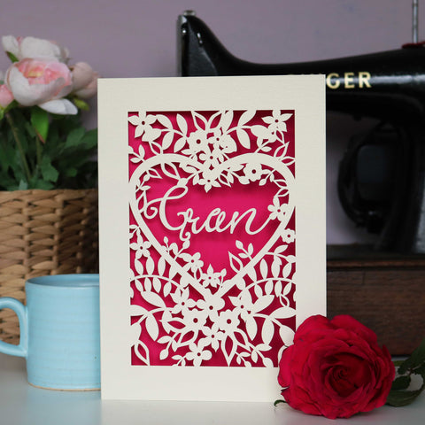 Papercut Gran Card - A6 (small) / Shocking Pink