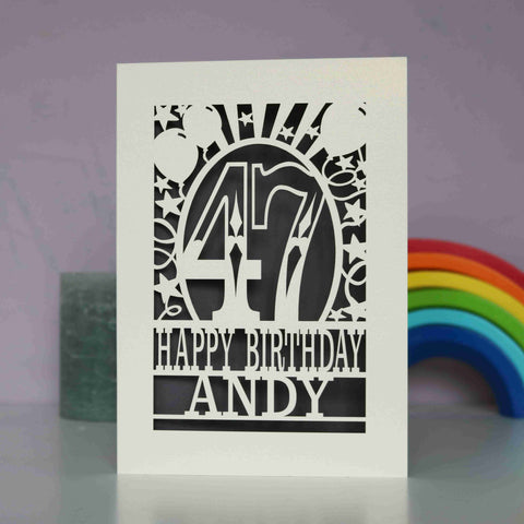 a unique birthday card for partners. Personalised with age and name - A5 (large) / Urban Grey
