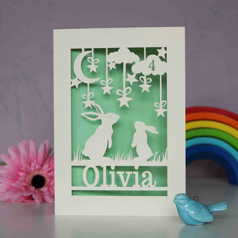 Cream and light green laser cut birthday card for Goddaughter, granddaughter or daughter. - A5 / Light Green