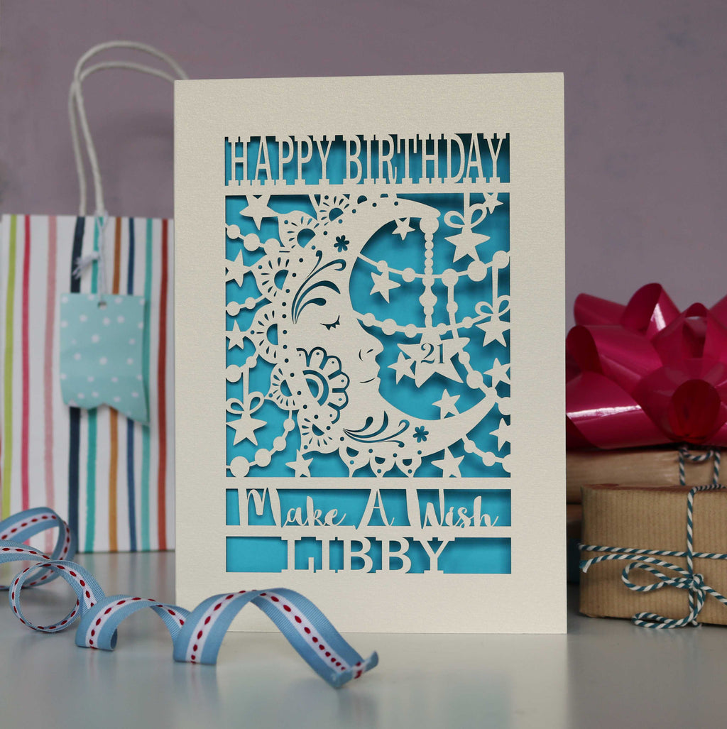 Personalised Papercut Make A Wish Birthday Card