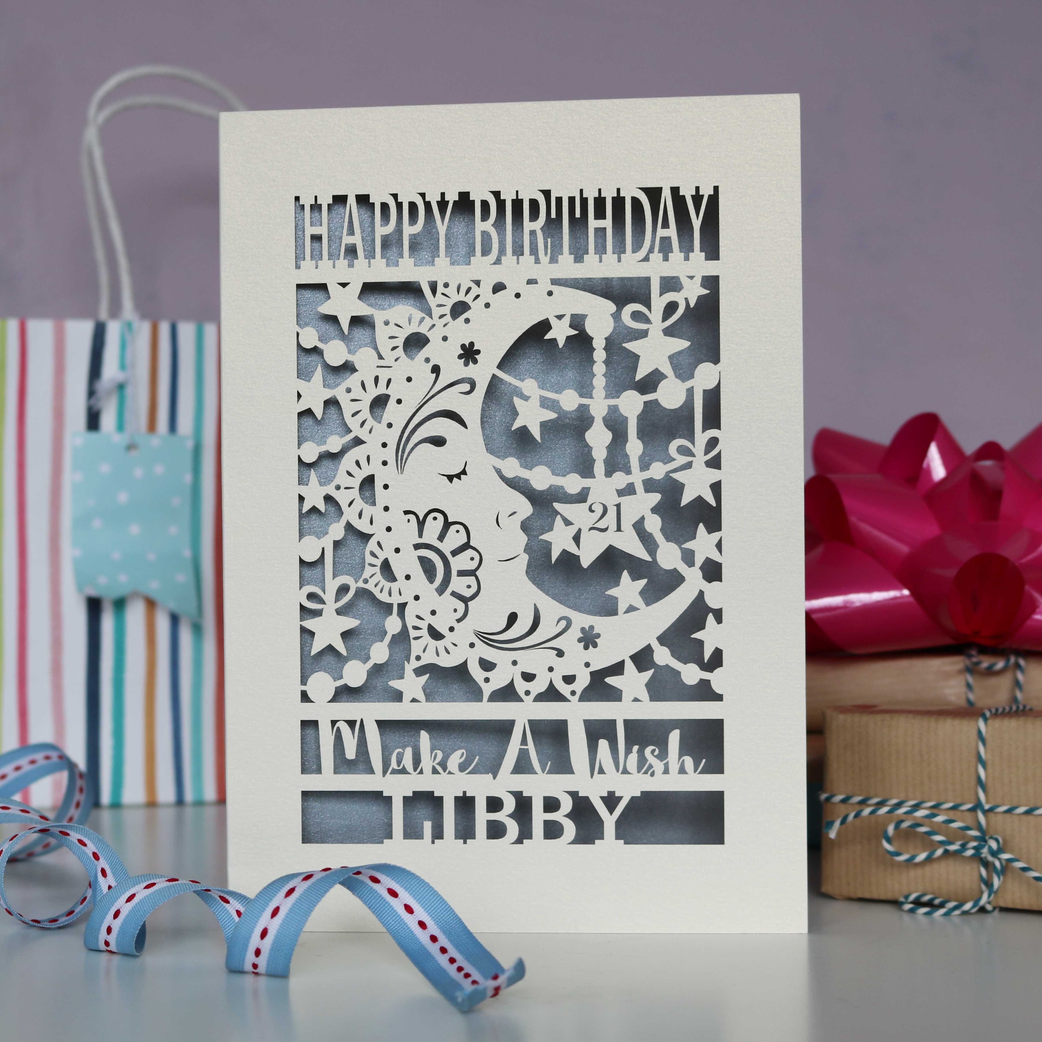 Personalised Papercut Make A Wish Birthday Card