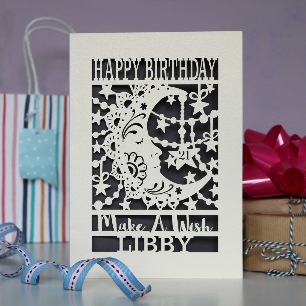 Personalised Papercut Make A Wish Birthday Card