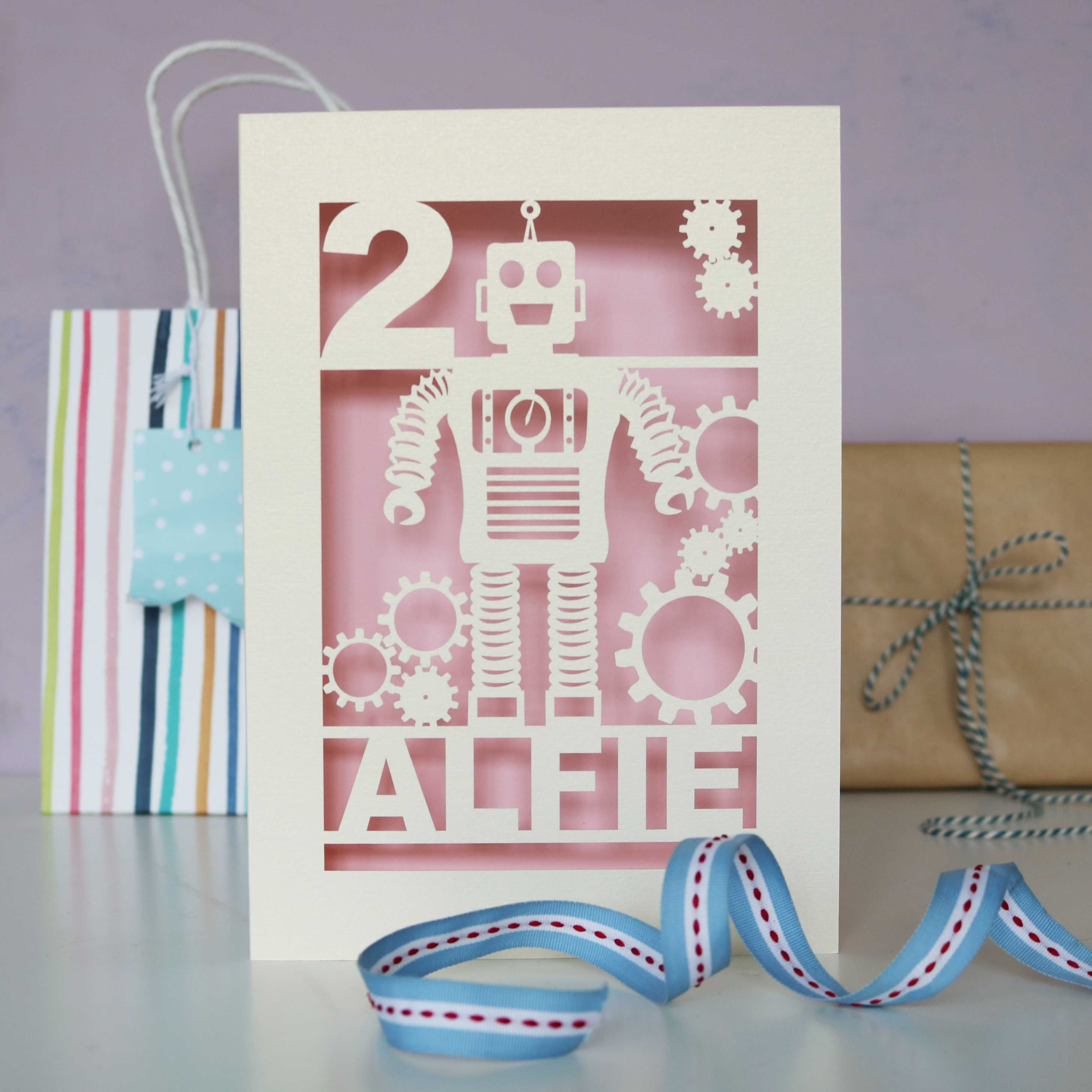 Personalised Papercut Robot Birthday Card