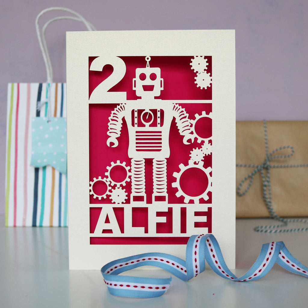 Personalised Papercut Robot Birthday Card