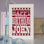 Happy Birthday Card, personalised to show a name. 