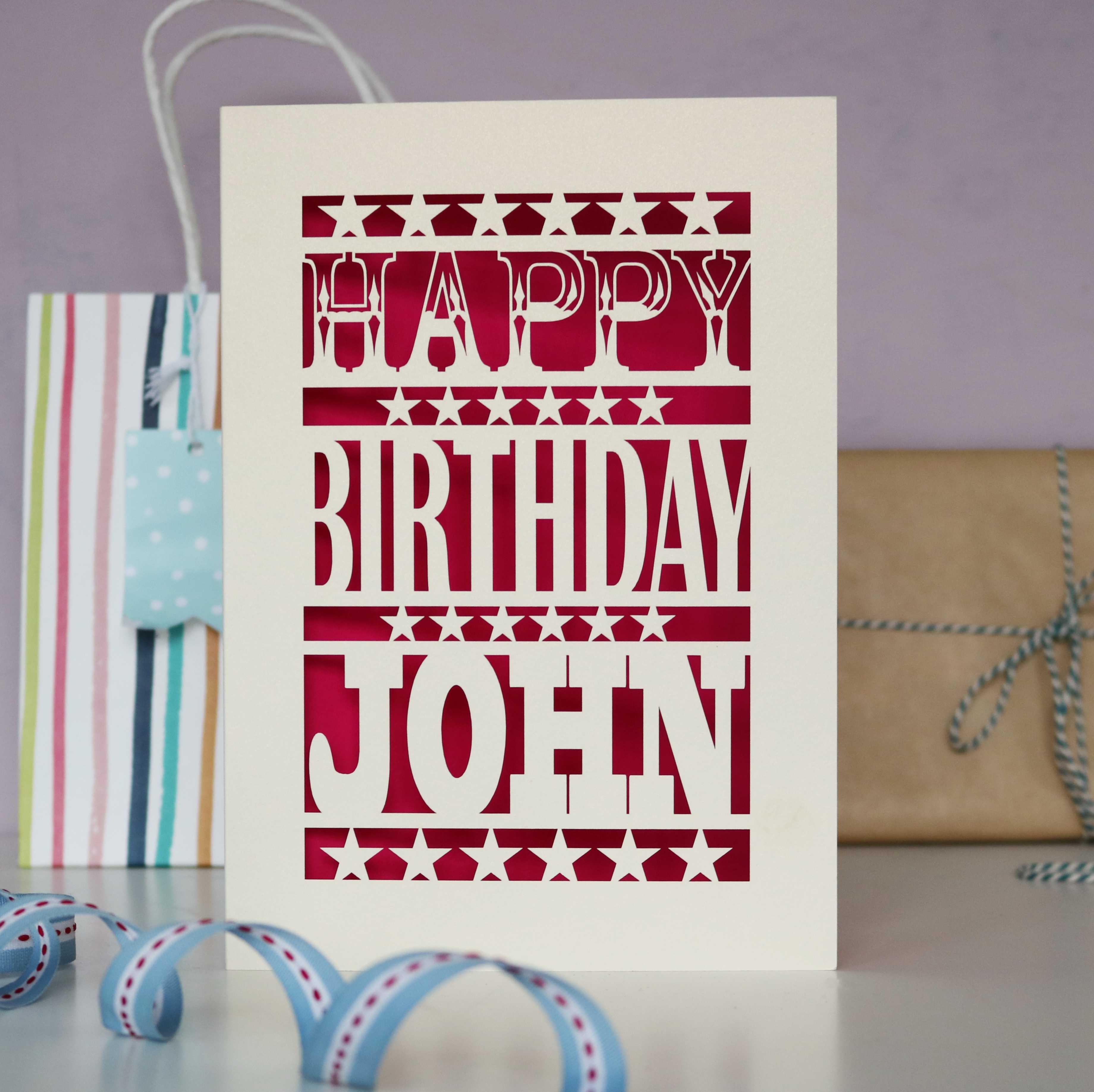 Happy Birthday Card, personalised to show a name. 