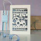 Personalised Papercut Digger Birthday Card