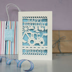 Personalised Papercut Digger Birthday Card