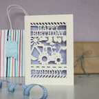 Personalised Papercut Digger Birthday Card
